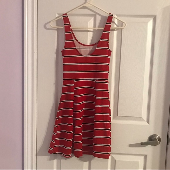 0 Red, white and black striped fit & flare mini Divided H&M dress - Picture 2 of 3